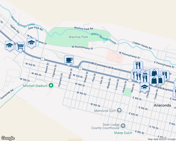 map of restaurants, bars, coffee shops, grocery stores, and more near 699 U.S. 10 Alt in Anaconda
