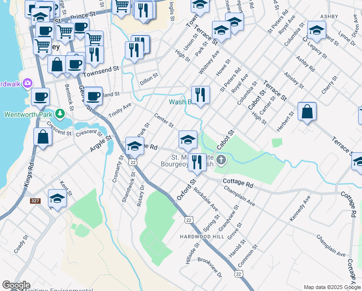 map of restaurants, bars, coffee shops, grocery stores, and more near 0 Saint Peters Road in Sydney