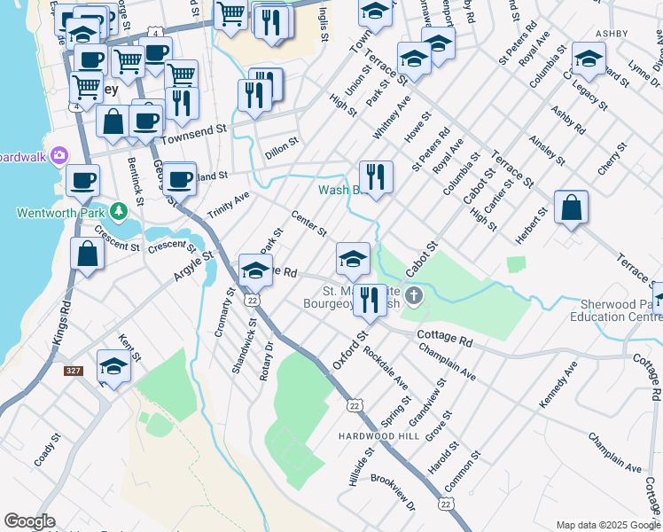 map of restaurants, bars, coffee shops, grocery stores, and more near 17 Saint Peters Road in Sydney