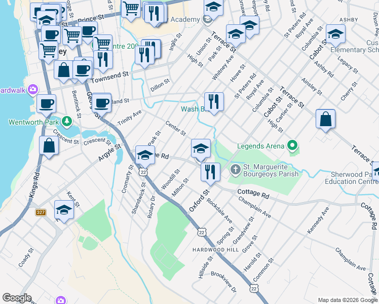 map of restaurants, bars, coffee shops, grocery stores, and more near 17 Saint Peters Road in Sydney