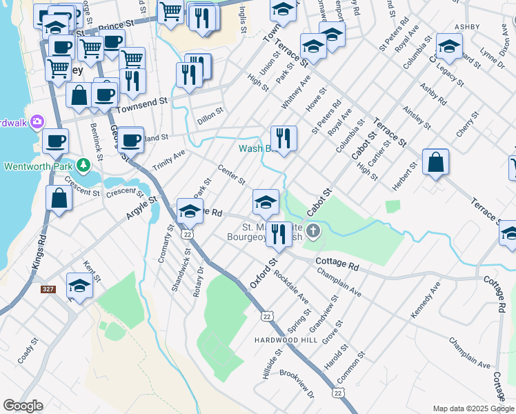 map of restaurants, bars, coffee shops, grocery stores, and more near 0 Saint Peters Road in Sydney