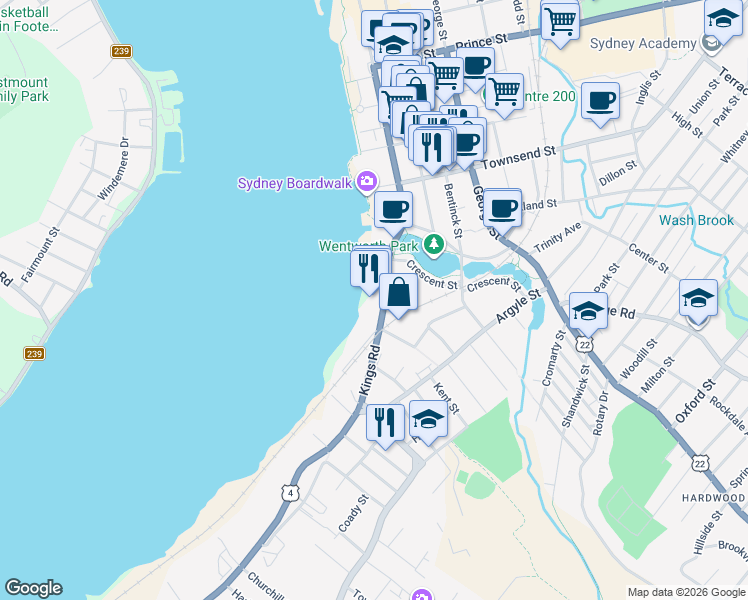 map of restaurants, bars, coffee shops, grocery stores, and more near 100 Kings Road in Sydney
