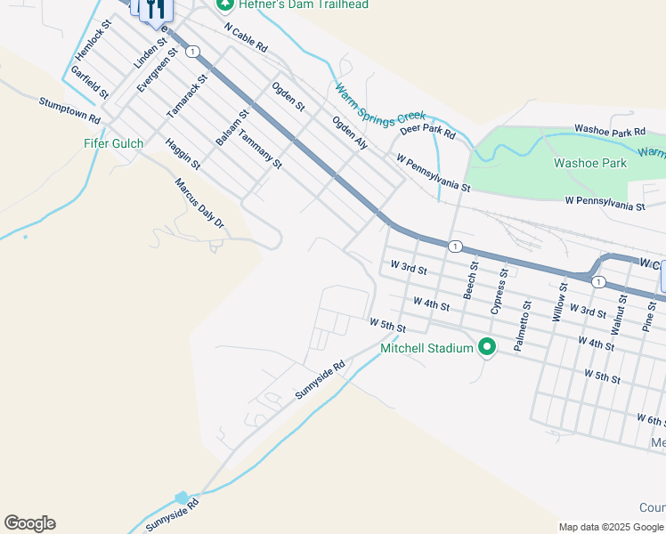 map of restaurants, bars, coffee shops, grocery stores, and more near 1507 Copper Road in Anaconda