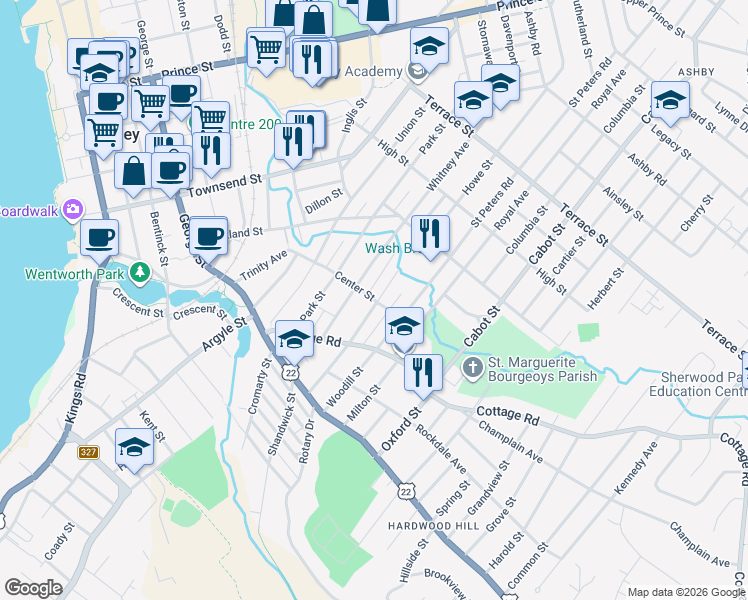 map of restaurants, bars, coffee shops, grocery stores, and more near 73 Center Street in Sydney