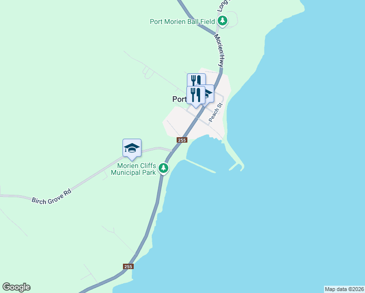 map of restaurants, bars, coffee shops, grocery stores, and more near 2973 Morien Highway in Port Morien