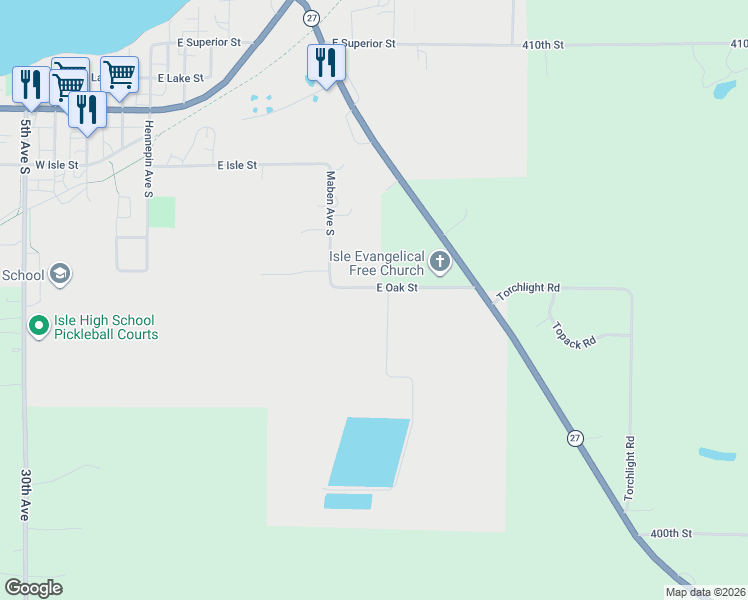 map of restaurants, bars, coffee shops, grocery stores, and more near 1315 Berky Road in Isle