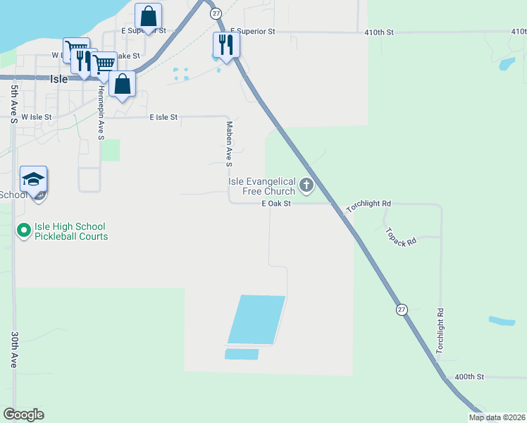 map of restaurants, bars, coffee shops, grocery stores, and more near 1315 Berky Road in Isle