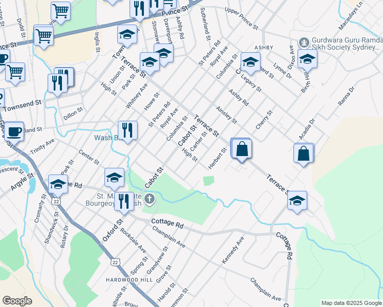 map of restaurants, bars, coffee shops, grocery stores, and more near 212 Cartier Street in Sydney