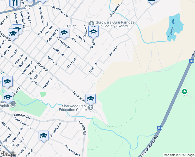 map of restaurants, bars, coffee shops, grocery stores, and more near 34 Loyola Crescent in Sydney