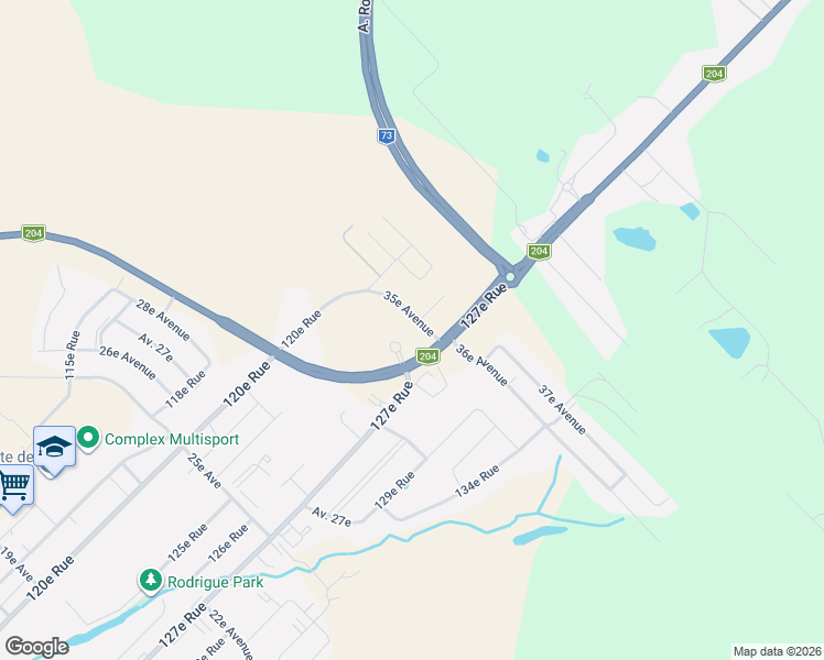 map of restaurants, bars, coffee shops, grocery stores, and more near 12520 35e Avenue in Saint-Georges
