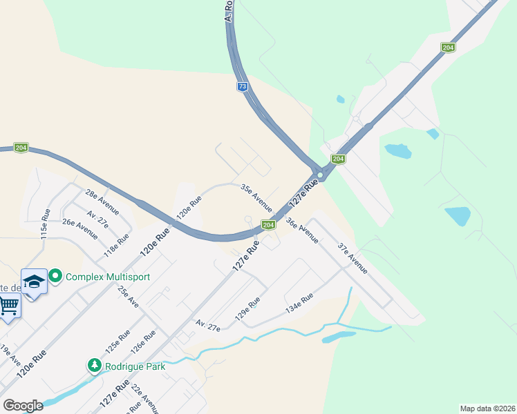 map of restaurants, bars, coffee shops, grocery stores, and more near 12520 35e Avenue in Saint-Georges