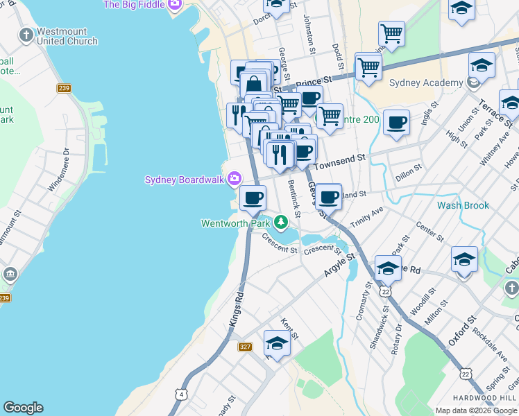 map of restaurants, bars, coffee shops, grocery stores, and more near 2 Kings Road in Sydney
