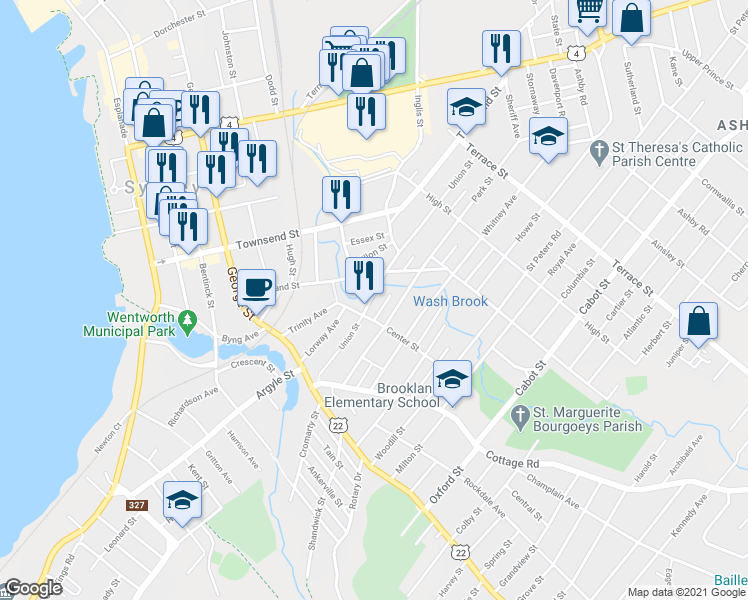 map of restaurants, bars, coffee shops, grocery stores, and more near 110 Union Street in Sydney