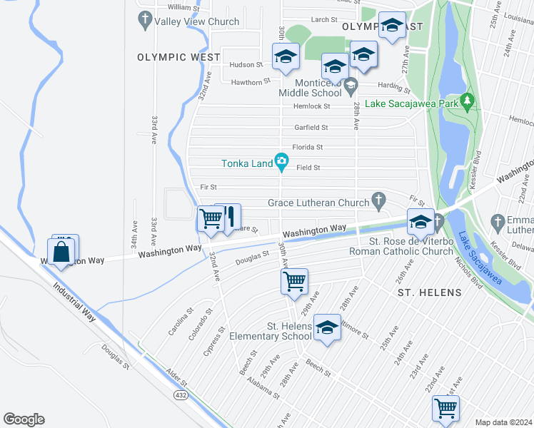 map of restaurants, bars, coffee shops, grocery stores, and more near in Longview