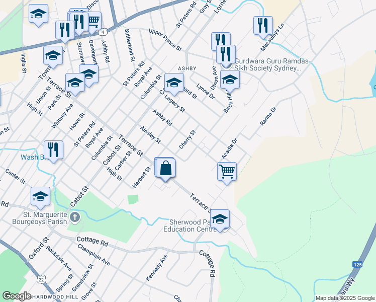 map of restaurants, bars, coffee shops, grocery stores, and more near 341 McConnell Drive in Sydney
