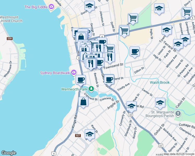 map of restaurants, bars, coffee shops, grocery stores, and more near 273 Bentinck Street in Sydney