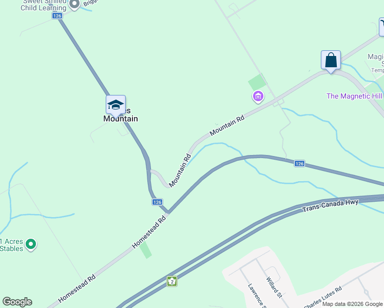 map of restaurants, bars, coffee shops, grocery stores, and more near 3270 Mountain Road in Moncton
