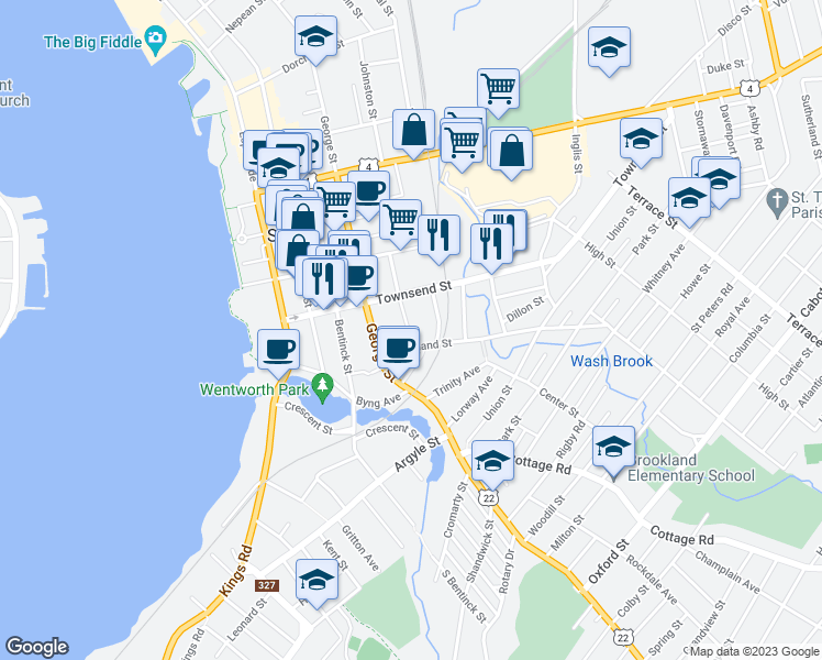 map of restaurants, bars, coffee shops, grocery stores, and more near 69 R Douglas Street in Sydney