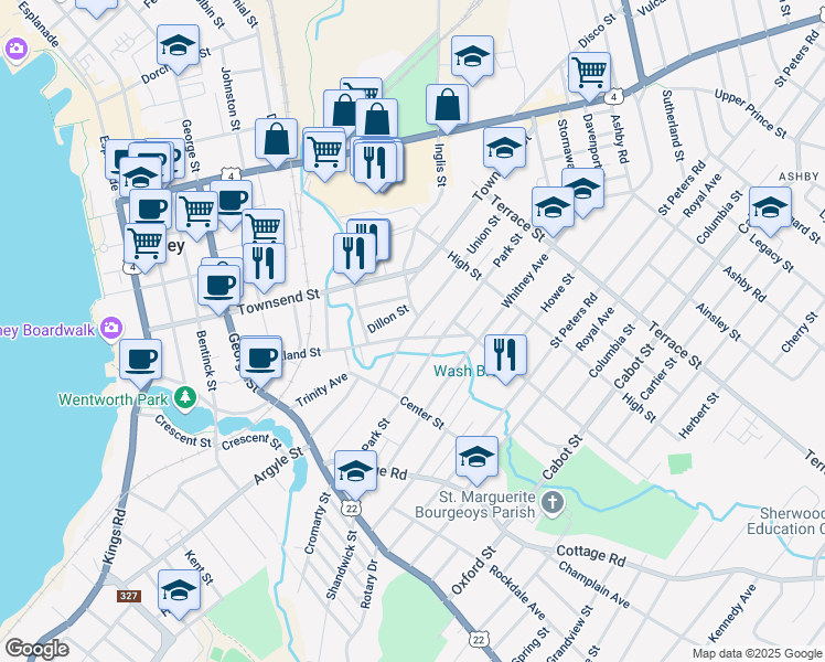 map of restaurants, bars, coffee shops, grocery stores, and more near 163 Brookland Street in Sydney