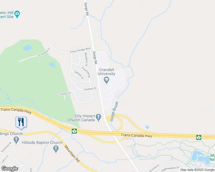 map of restaurants, bars, coffee shops, grocery stores, and more near 333 Gorge Road in Moncton