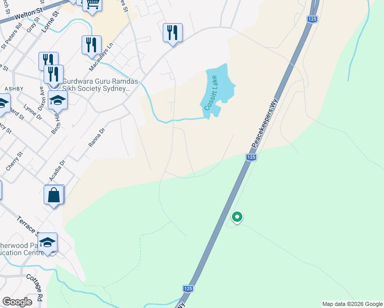 map of restaurants, bars, coffee shops, grocery stores, and more near 73 Michael Street in Sydney