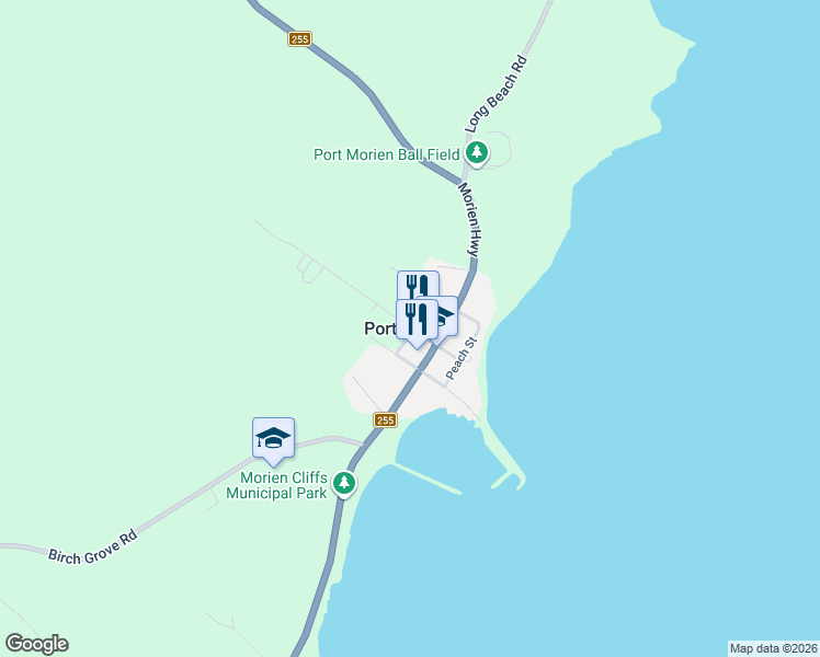 map of restaurants, bars, coffee shops, grocery stores, and more near in Port Morien