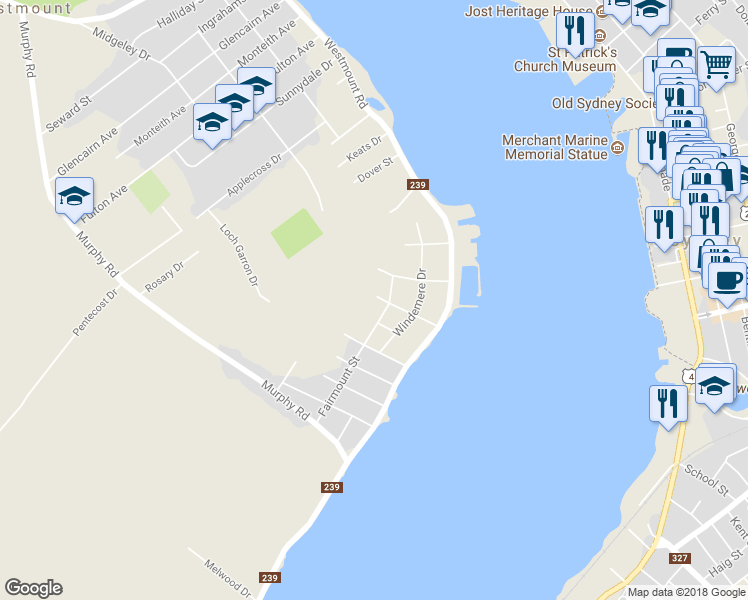map of restaurants, bars, coffee shops, grocery stores, and more near 57 Pretoria Street in Sydney