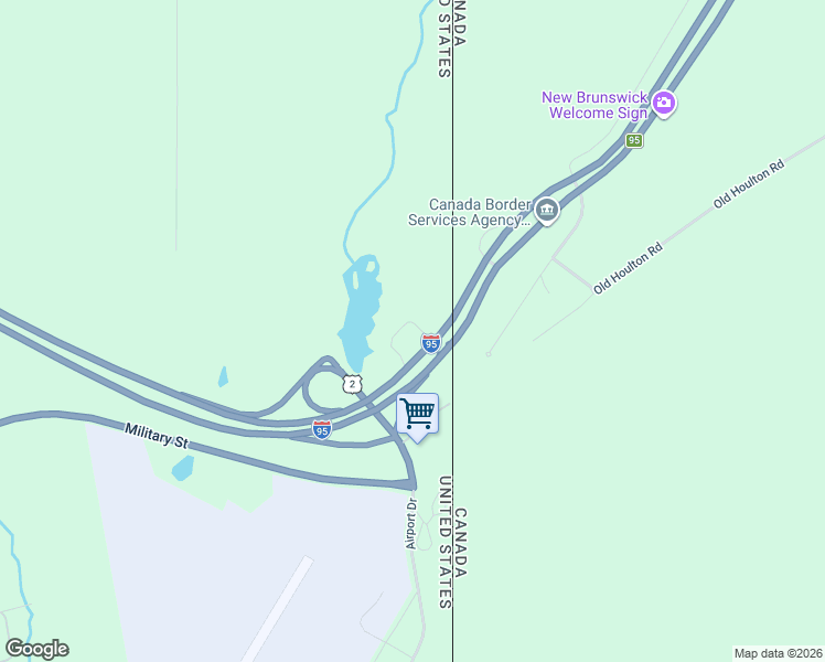 map of restaurants, bars, coffee shops, grocery stores, and more near 98 Customs Loop in Houlton