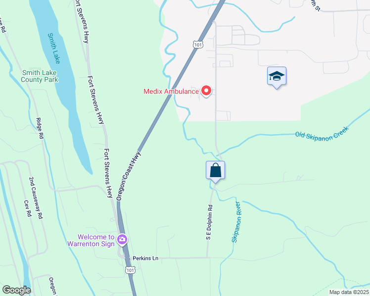 map of restaurants, bars, coffee shops, grocery stores, and more near Oregon Coast Hwy in Warrenton