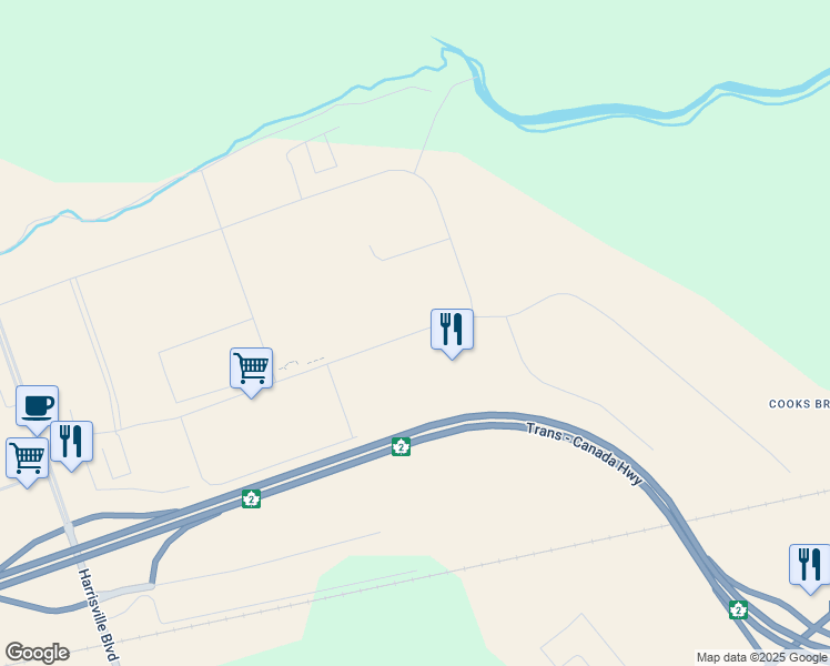 map of restaurants, bars, coffee shops, grocery stores, and more near Commerce Street in Moncton