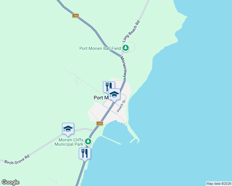 map of restaurants, bars, coffee shops, grocery stores, and more near 2652 Morien Highway in Port Morien