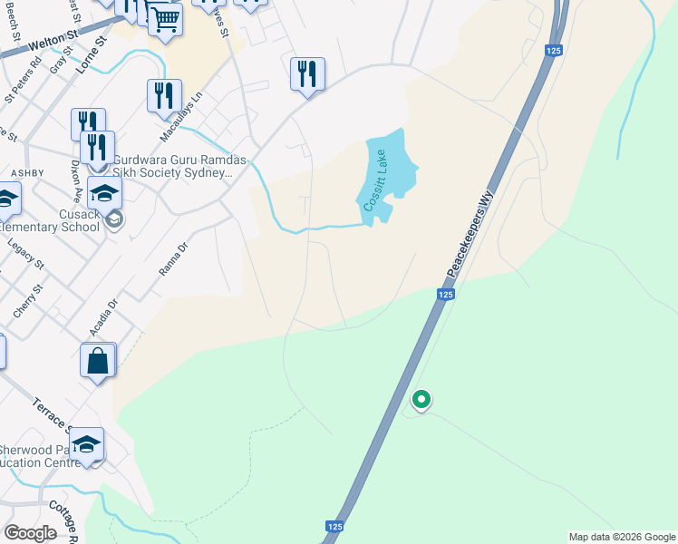 map of restaurants, bars, coffee shops, grocery stores, and more near 57 Michael Street in Sydney