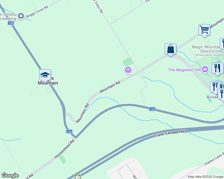 map of restaurants, bars, coffee shops, grocery stores, and more near 3202 Mountain Road in Moncton