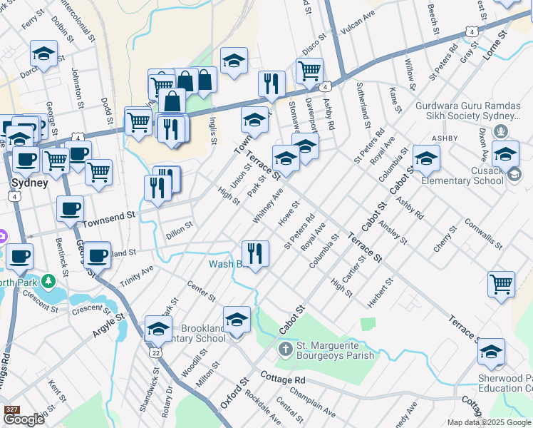 map of restaurants, bars, coffee shops, grocery stores, and more near 208 Whitney Avenue in Sydney