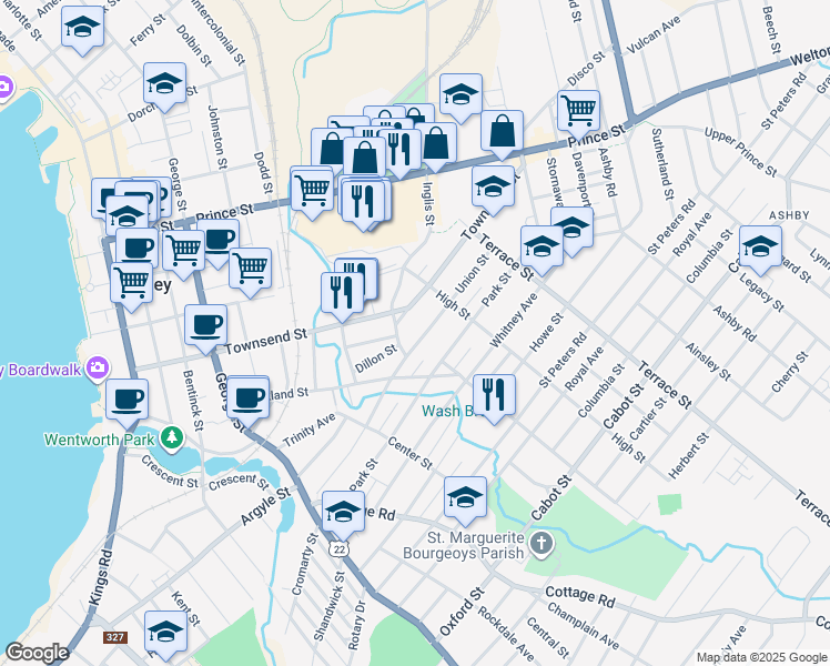 map of restaurants, bars, coffee shops, grocery stores, and more near 179 Union Street in Sydney