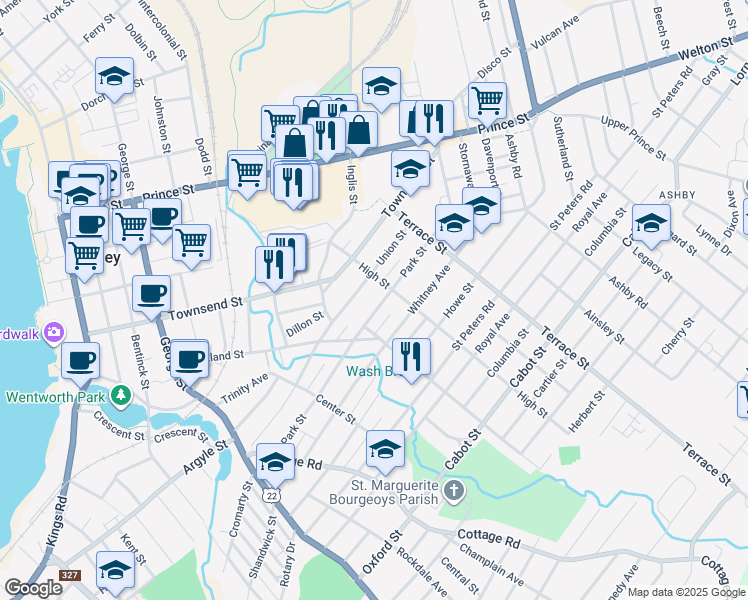 map of restaurants, bars, coffee shops, grocery stores, and more near 189 Park Street in Sydney