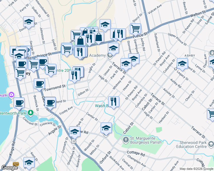 map of restaurants, bars, coffee shops, grocery stores, and more near 194 Park Street in Sydney