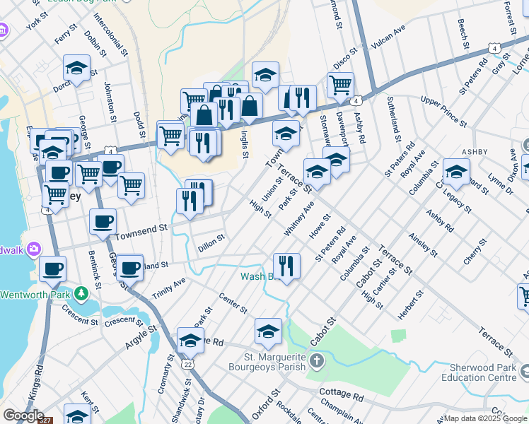 map of restaurants, bars, coffee shops, grocery stores, and more near 74 High Street in Sydney