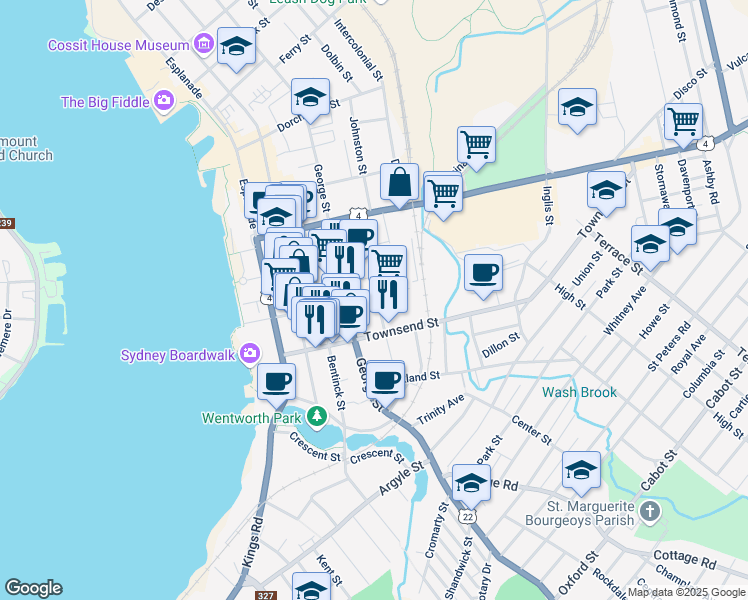 map of restaurants, bars, coffee shops, grocery stores, and more near 126 Falmouth Street in Sydney