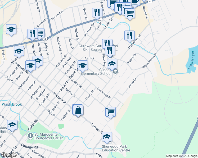 map of restaurants, bars, coffee shops, grocery stores, and more near 308 Lisgard Street in Sydney