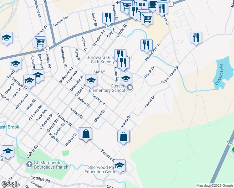 map of restaurants, bars, coffee shops, grocery stores, and more near 58 Lynne Drive in Sydney