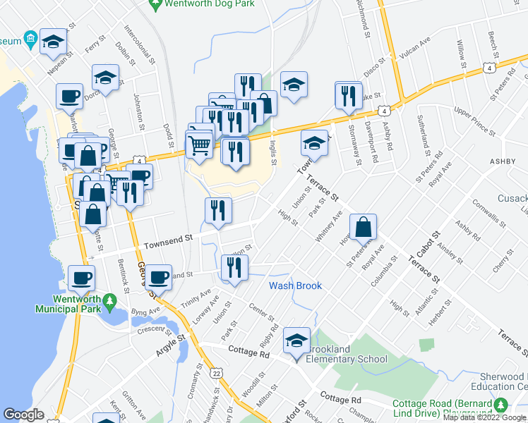 map of restaurants, bars, coffee shops, grocery stores, and more near 349 Townsend Street in Sydney