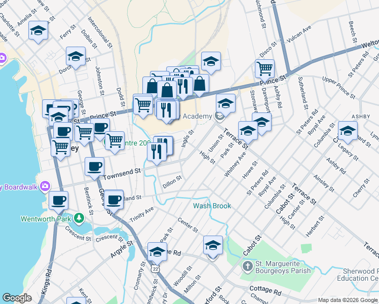 map of restaurants, bars, coffee shops, grocery stores, and more near 349 Townsend Street in Sydney