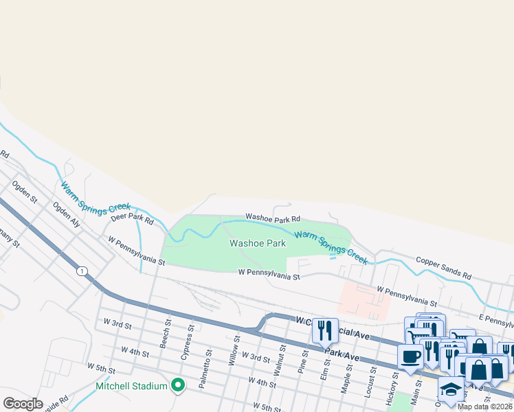 map of restaurants, bars, coffee shops, grocery stores, and more near 6 Washoe Park Road in Anaconda