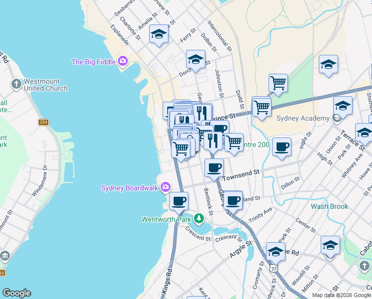 map of restaurants, bars, coffee shops, grocery stores, and more near in Sydney