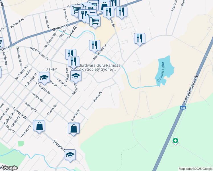 map of restaurants, bars, coffee shops, grocery stores, and more near 19 Ranna Drive in Sydney