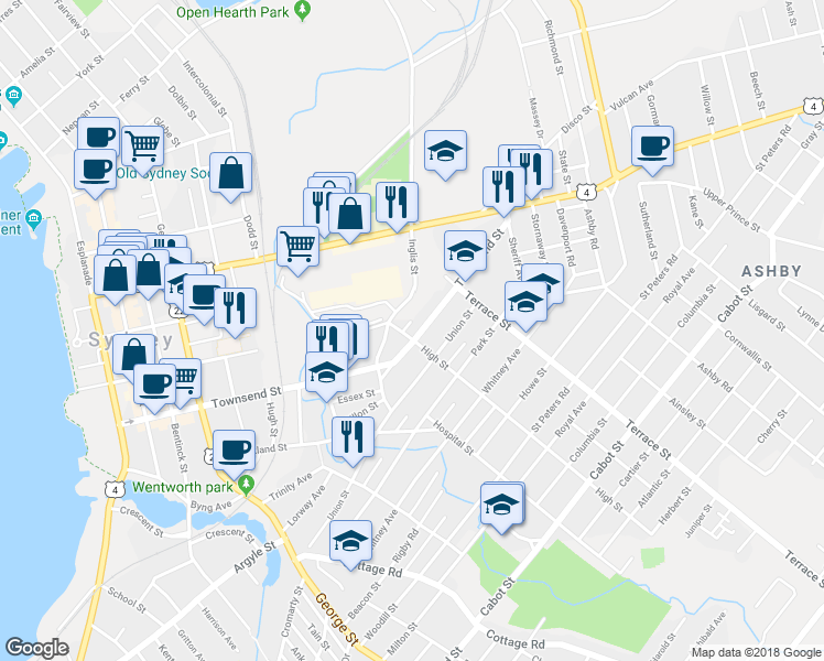 map of restaurants, bars, coffee shops, grocery stores, and more near 365 Townsend Street in Sydney