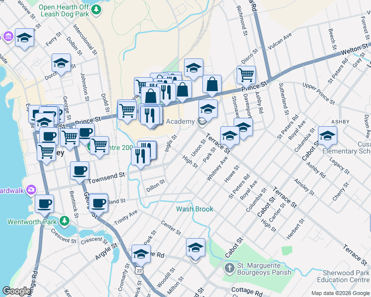 map of restaurants, bars, coffee shops, grocery stores, and more near 376 Townsend Street in Sydney