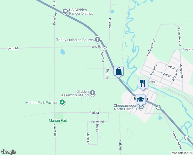 map of restaurants, bars, coffee shops, grocery stores, and more near 315 Tyler Court in Glidden