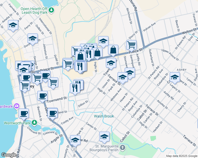 map of restaurants, bars, coffee shops, grocery stores, and more near 391 Townsend Street in Sydney